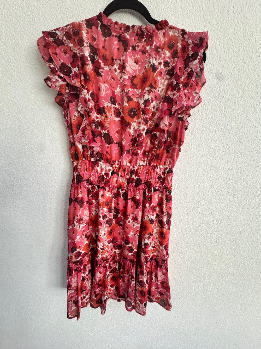 Paige Floral Ruffle V-Neck Pink Sundress size 10. Wedding, 100% Silk - Picture 3 of 6